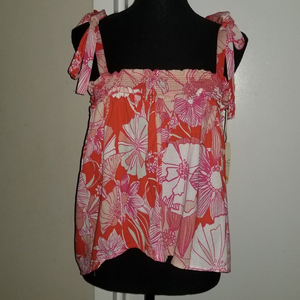 C&C California Floral Tie Strap Tank - L